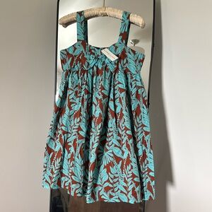 NWT JANIE & JACK KIDS GIRLS BROWN TURQUOISE DRESS FLORAL PRINT SLEEVELESS SZ 18